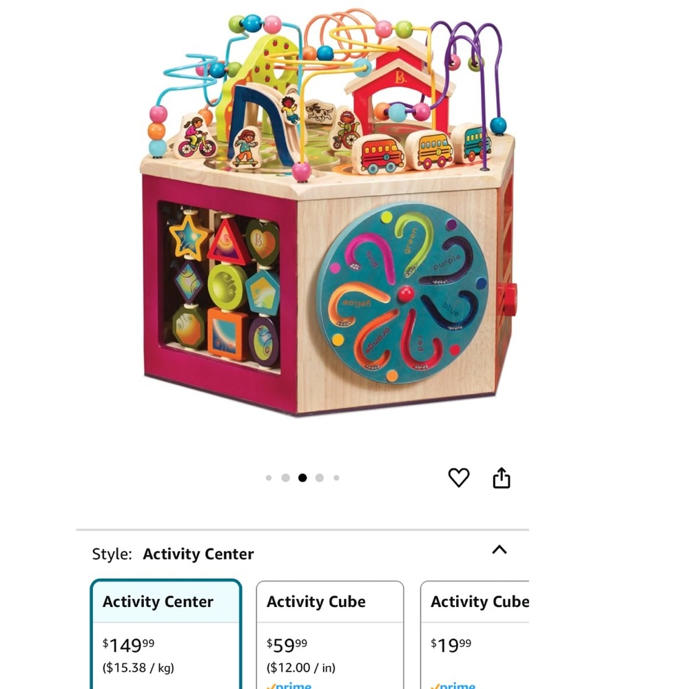 Red and Blue Learning Activity Cube with Interactive Features